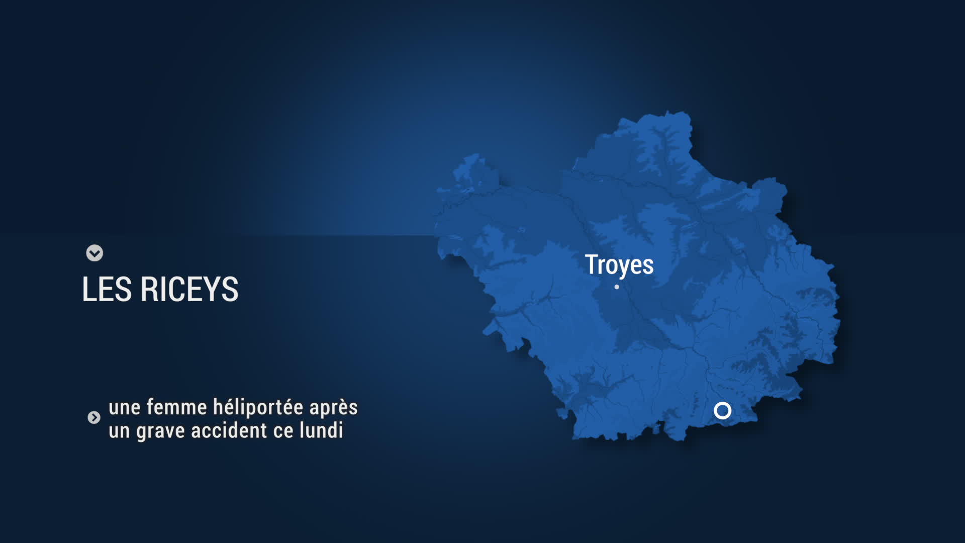 Carte de l'Aube localisant Les Riceys avec mention d'un accident