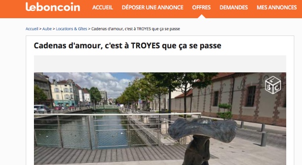 Cadenas d'amour : un Troyen assure la promotion de sa ville via les petites annonces !