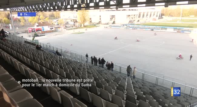 Nouvelle tribune du stade de motoball du SUMA à Troyes avec ses 2000 places assises