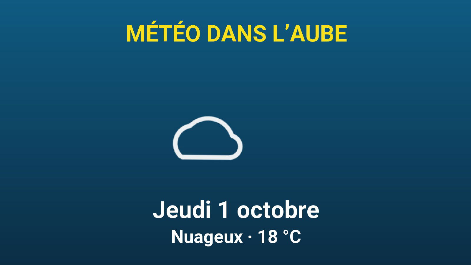 Météo dans l'Aube le jeudi 1 octobre, temps nuageux