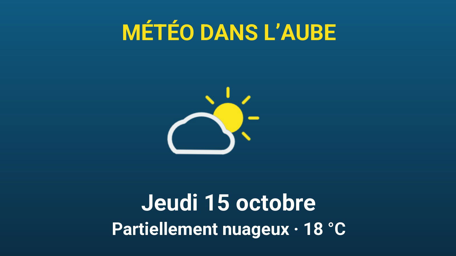 Météo dans l'Aube le jeudi 15 octobre, temps partiellement nuageux